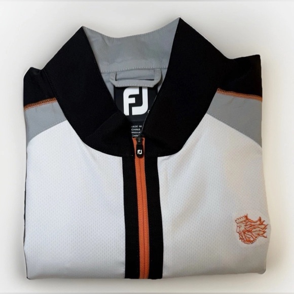 Foot Joy Golf Wind Shirt Jacket Mens L Quarter Zip Pullover Gray Black Poseidon - Picture 3 of 14